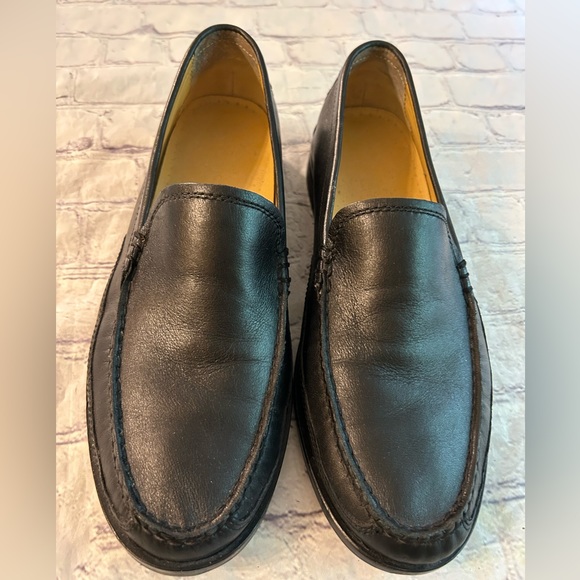 COLE HAAN MENS BLACK LEATHER SLIP ON LOAFERS SIZE 9.5M - Picture 2 of 12